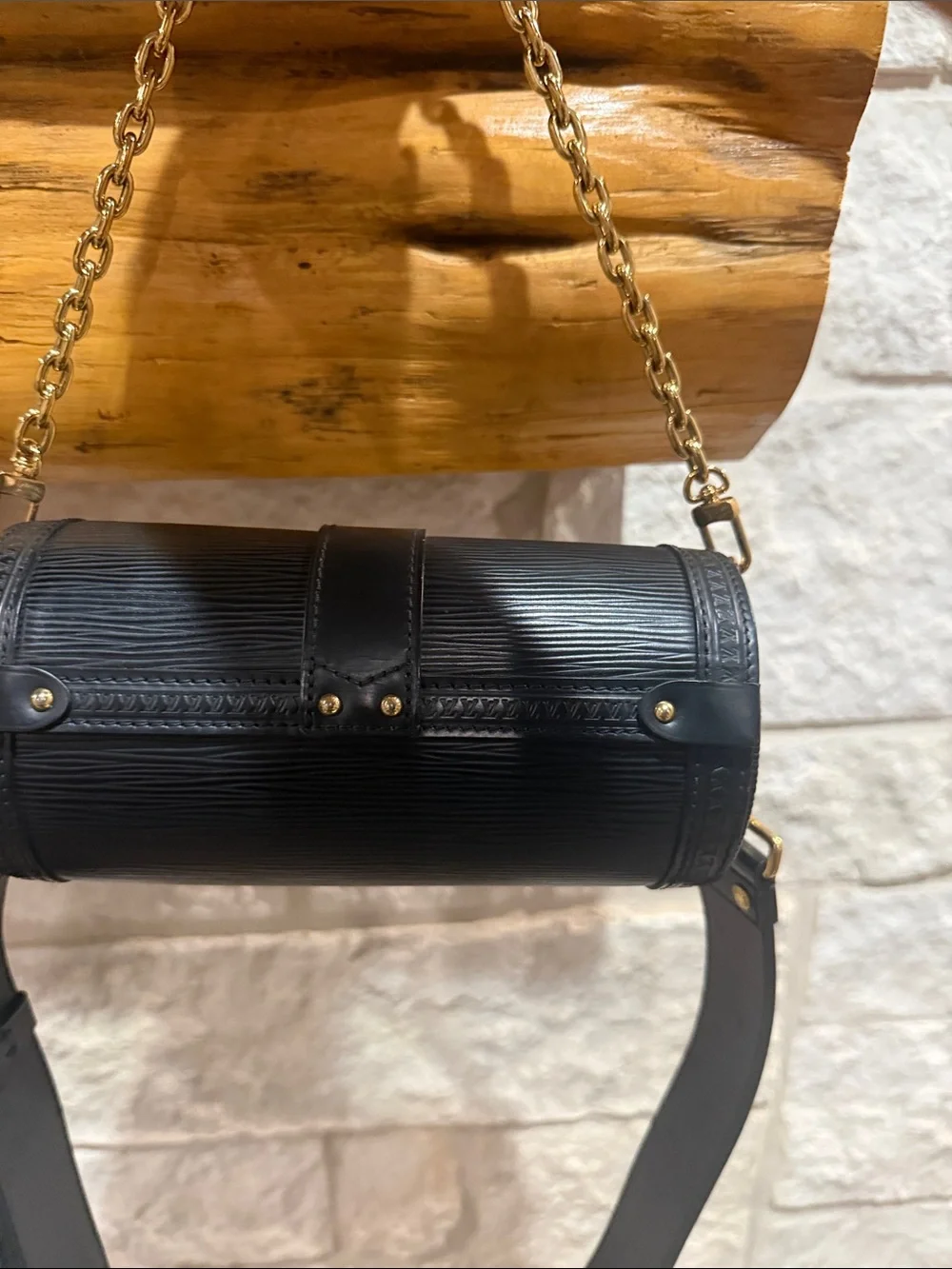 Louis Vuitton Epi Papillon Trunk Black Leather with Gold Tone Hardware 2 straps